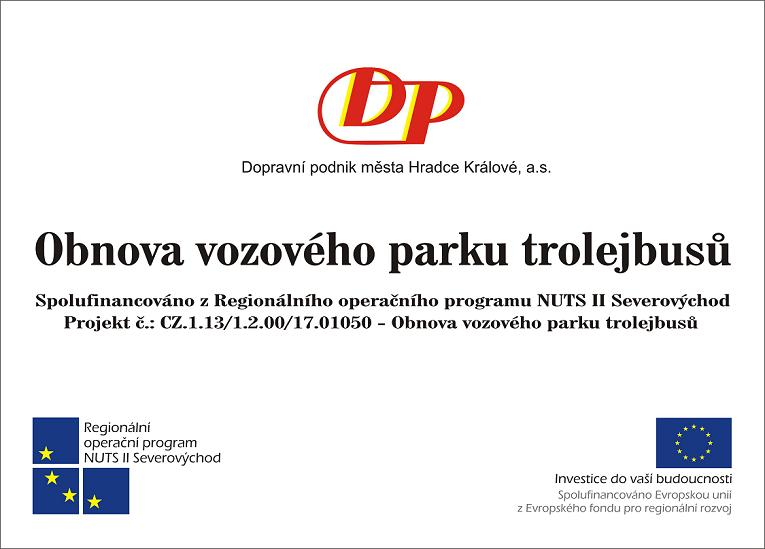 štítek - Obnova vozového parku trolejbusů spolufinancovaná Evropskou unií