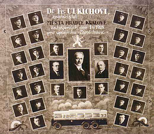 Historical plaque with the founder of the HK auto racing Dr. Fr. Ulrich and employees from 1928