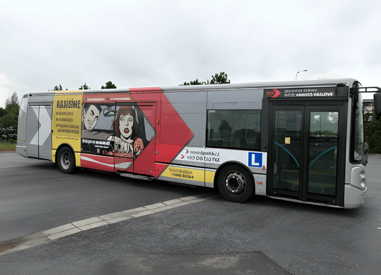 Driving school vehicle - Iveco MHD HK bus in the parking lot