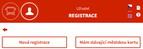 Postup registrace cestujícího, scan obrazovky