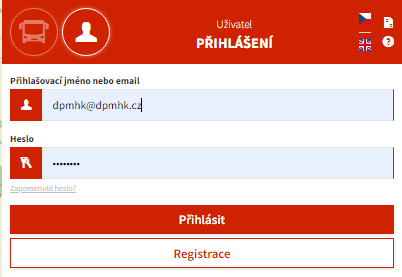 Postup registrace cestujícího, scan obrazovky