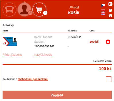 Postup pro navýšení kreditu