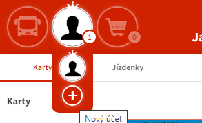 Návod na přidání podřízeného účtu u městské karty, scan obrazovky