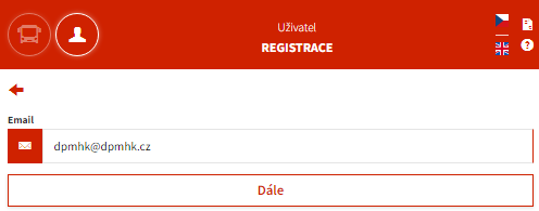 Postup registrace cestujícího, scan obrazovky