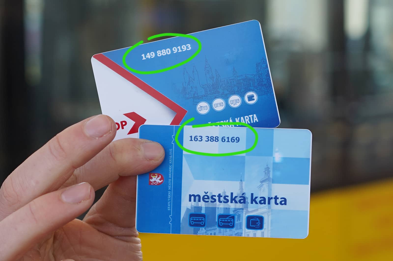 Vyznačení čísla Městské karty